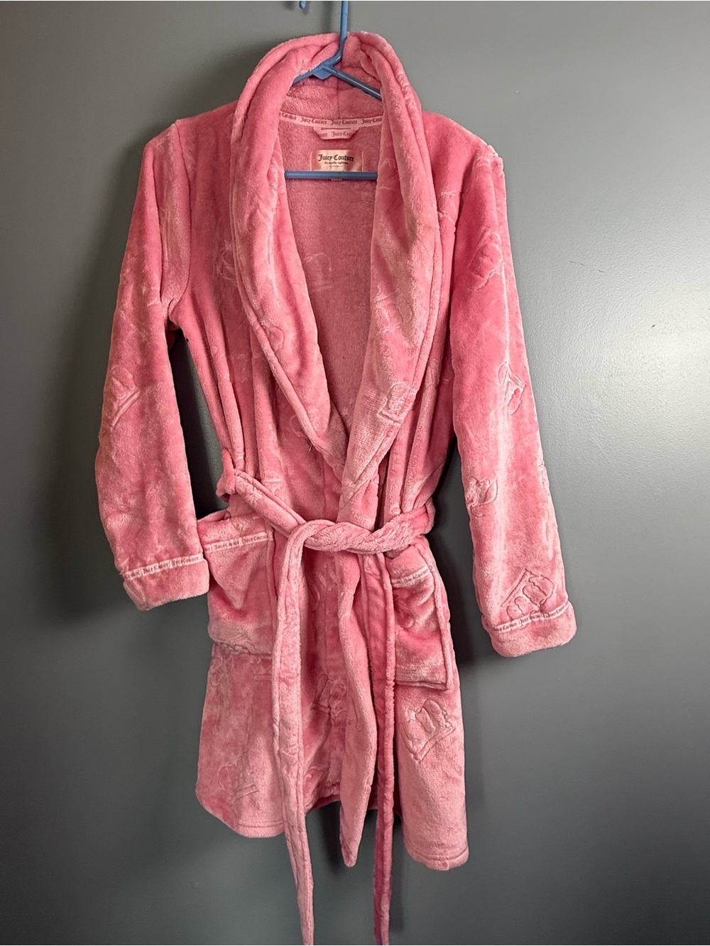 Juicy Couture Pink Velour Belted Bathrobe Womens Sz S/M